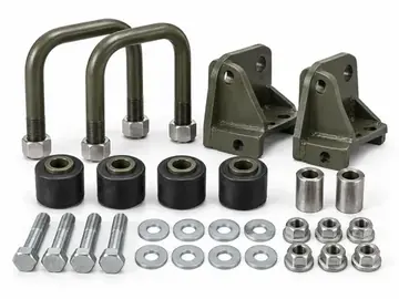 Leaf spring U-bolt bushing and mounting hardware kit for armored vehicles