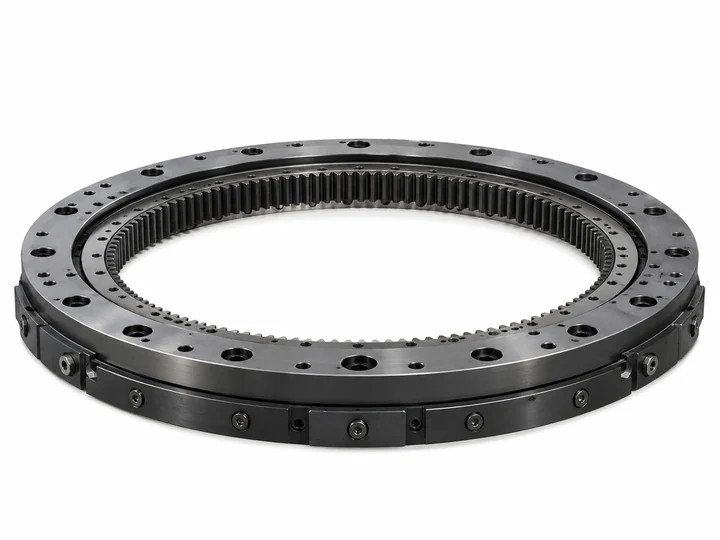 Compact precision slewing ring bearing on white background