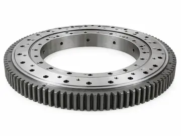 External gear slewing bearing ring on white background