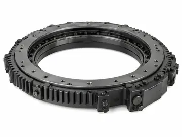 Low-profile internal gear slewing bearing on white background