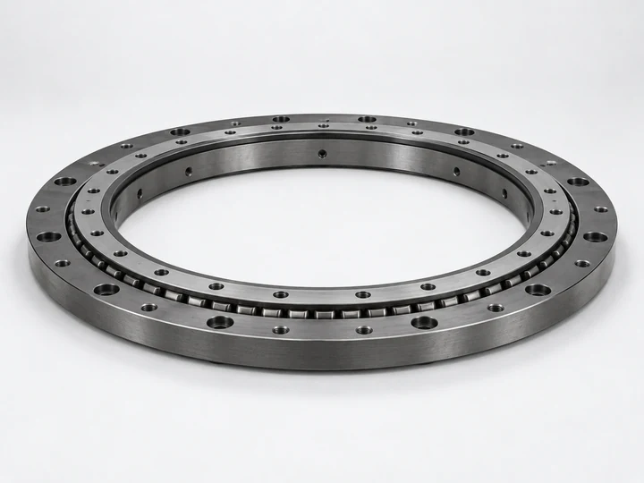 Powered turret bearing drive assembly with integrated controls on white background
