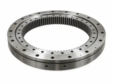 Slim internal gear turret bearing ring on white background
