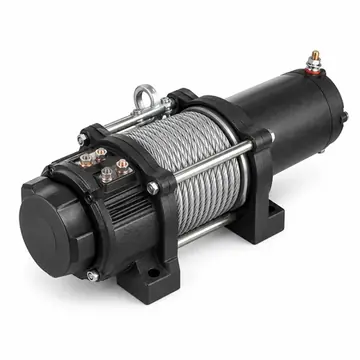 Compact electric recovery winch with steel wire rope for armored vehicle installation