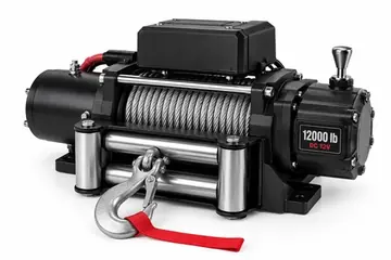 Electric recovery winch with roller fairlead steel wire rope and hook for armored vehicles